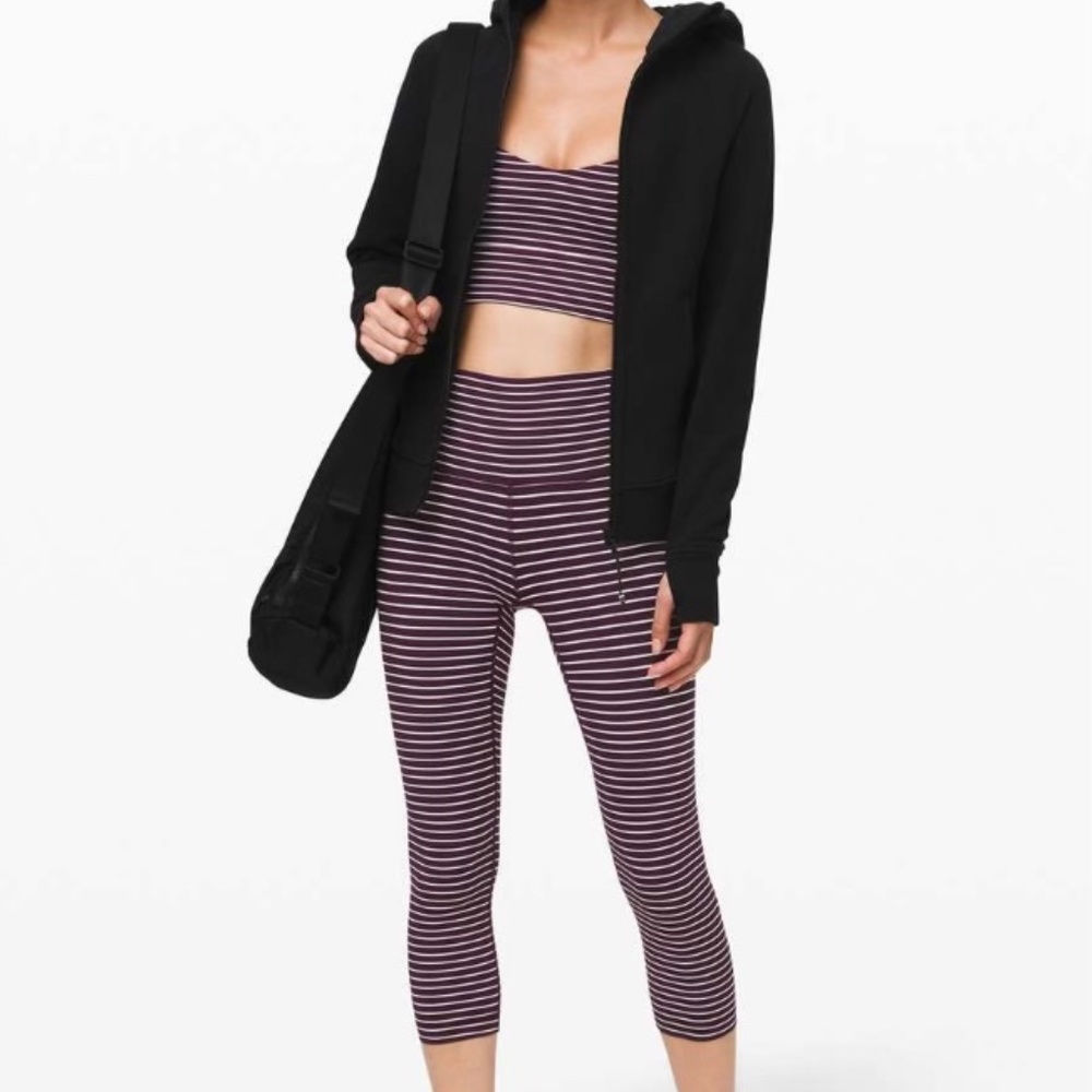 Lululemon Rare Wunder Under HR Crop 21” Parallel Stripe Dark Adobe White 6 NWT